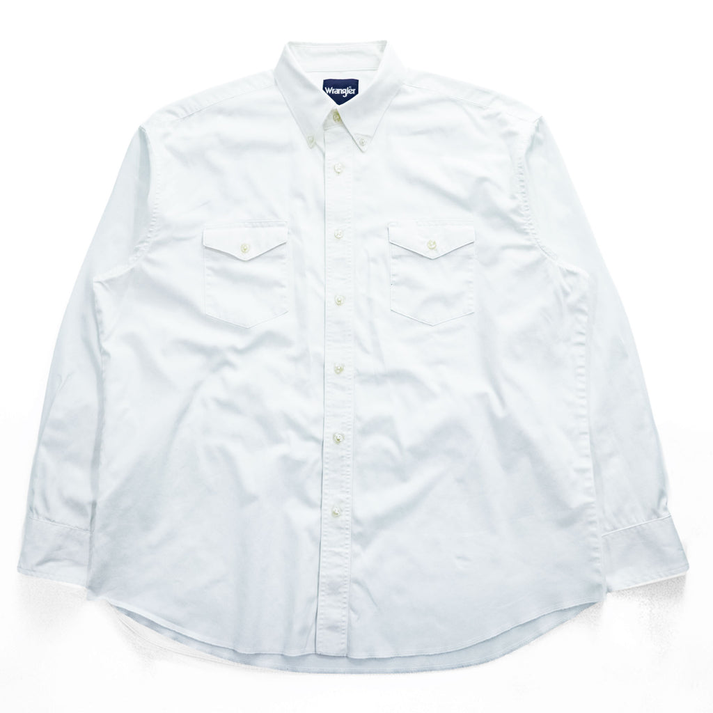 Wrangler Long-Sleeve Button-Down Shirt, Size XL, White Oxford