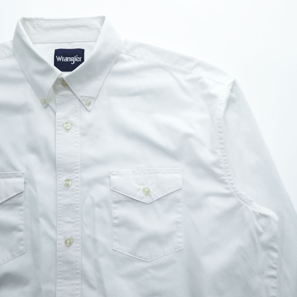 Wrangler Long-Sleeve Button-Down Shirt, Size XL, White Oxford