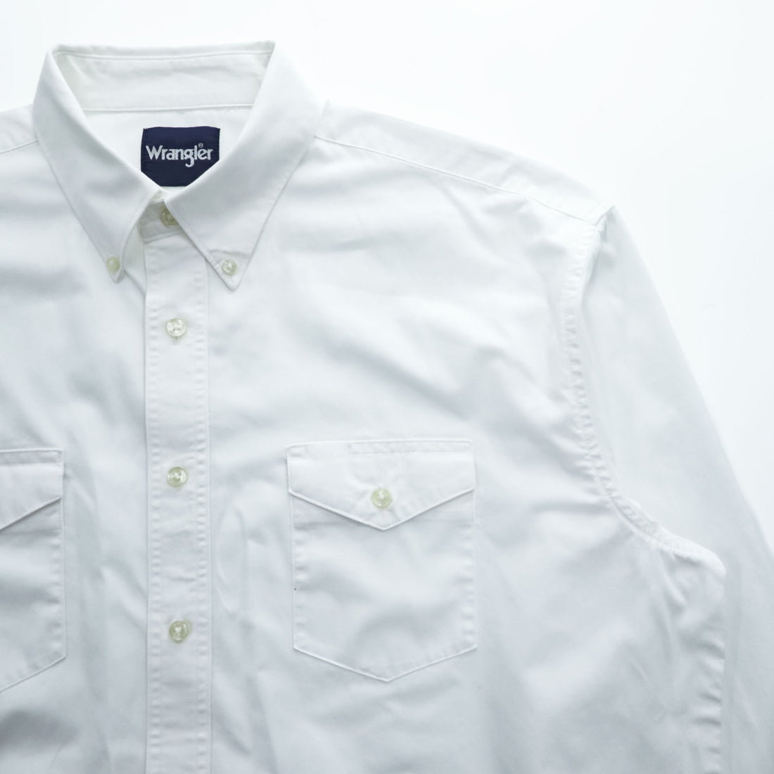 Wrangler Long-Sleeve Button-Down Shirt, Size XL, White Oxford