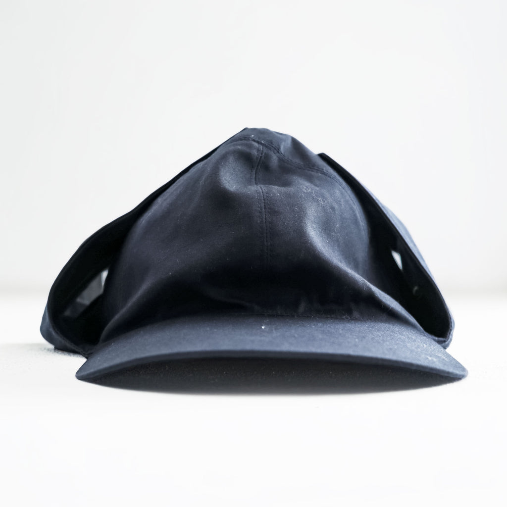 Sillage 日本製 フライトキャップ デッキフード ブラック 2WAY ベンタイル Ventile Hat イヤーフラップ サンシェード バラクラバ