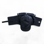 Sillage 日本製 フライトキャップ デッキフード ブラック 2WAY ベンタイル Ventile Hat イヤーフラップ サンシェード バラクラバ