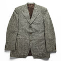 Burberrys Vintage Tweed Wool Blazer Gray Melange 3 Button Made in Italy Size 54 XL