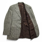 Burberrys Vintage Tweed Wool Blazer Gray Melange 3 Button Made in Italy Size 54 XL