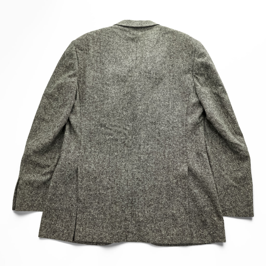 Burberrys Vintage Tweed Wool Blazer Gray Melange 3 Button Made in Italy Size 54 XL