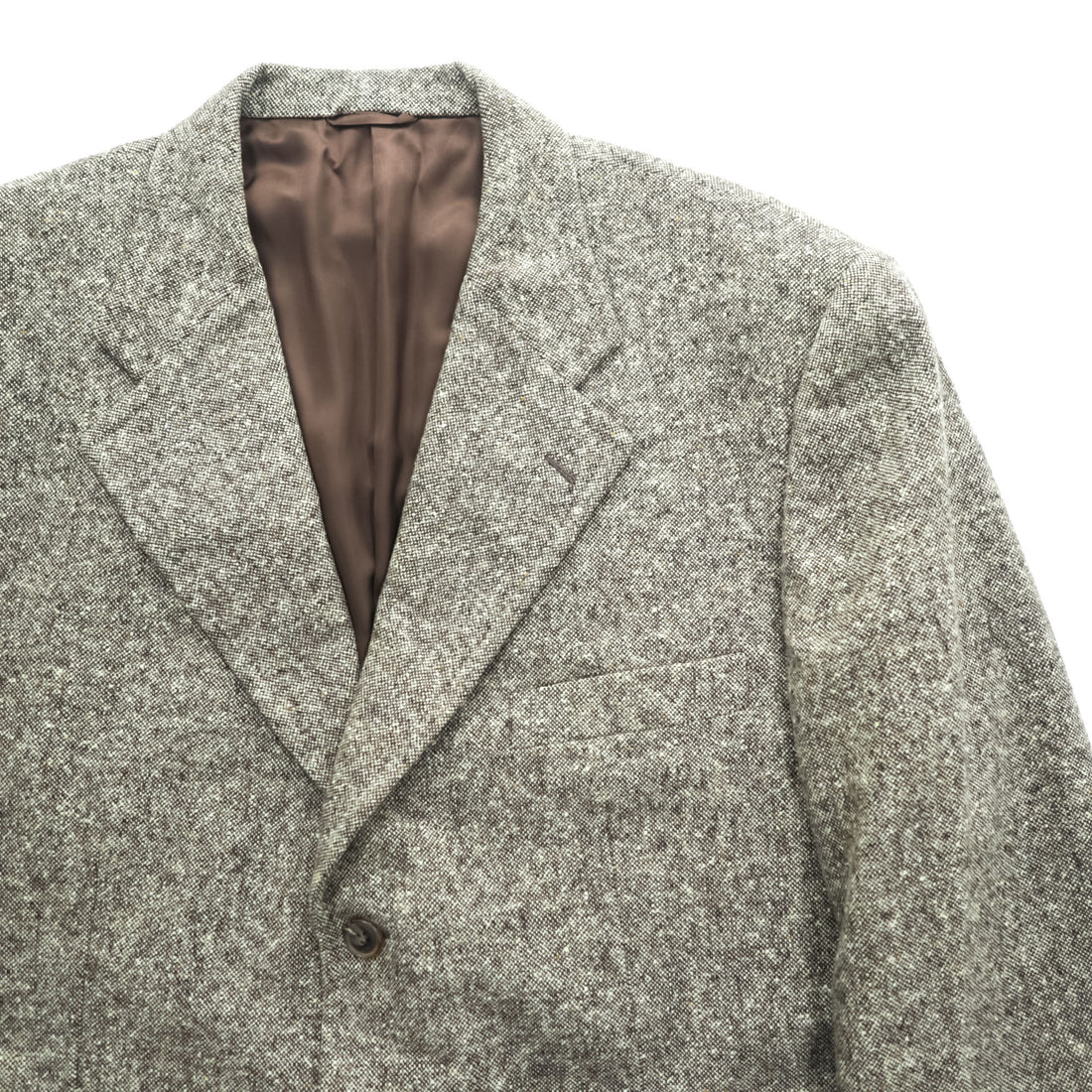 Burberrys Vintage Tweed Wool Blazer Gray Melange 3 Button Made in Italy Size 54 XL
