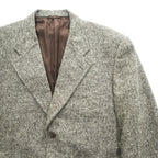 Burberrys Vintage Tweed Wool Blazer Gray Melange 3 Button Made in Italy Size 54 XL