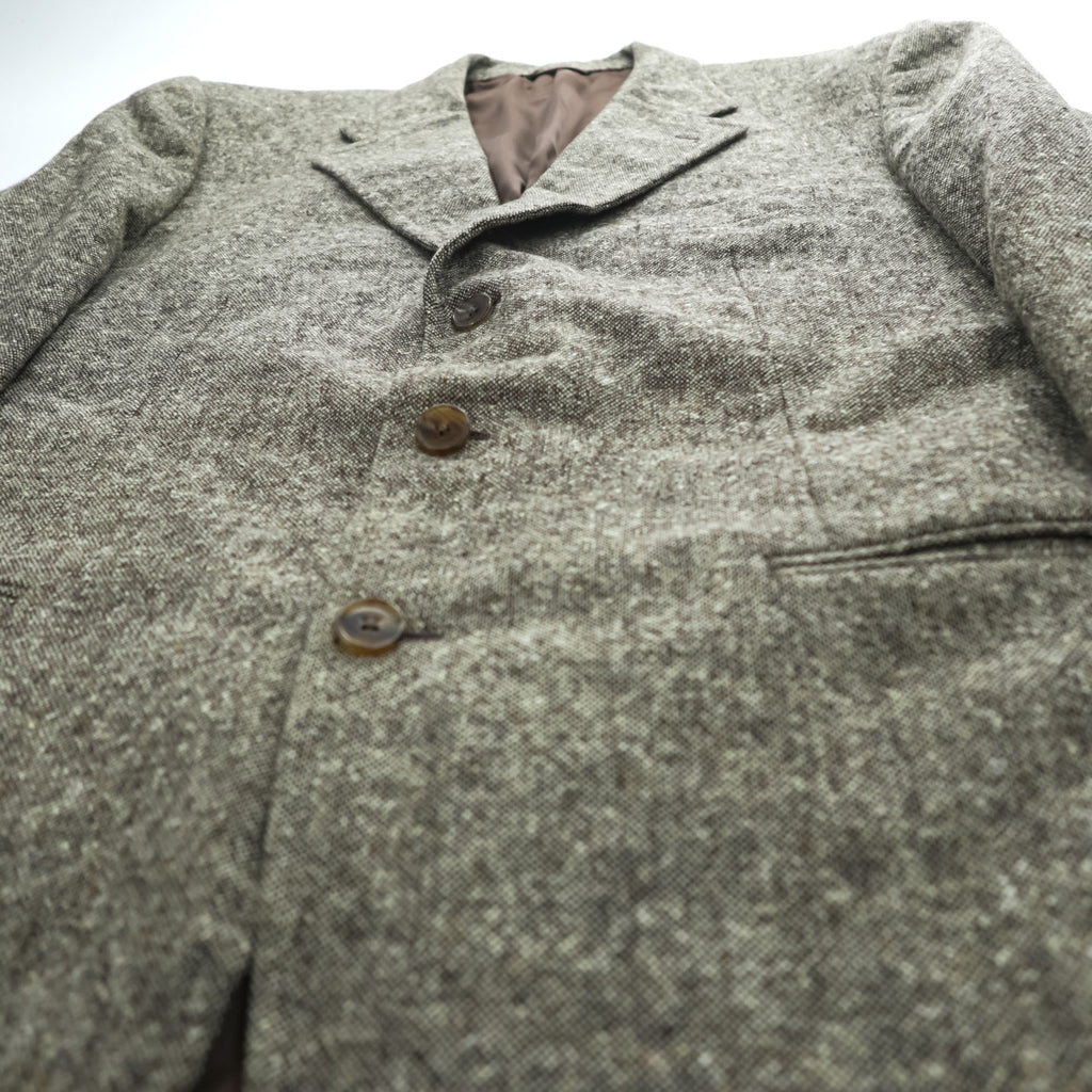 Burberrys Vintage Tweed Wool Blazer Gray Melange 3 Button Made in Italy Size 54 XL