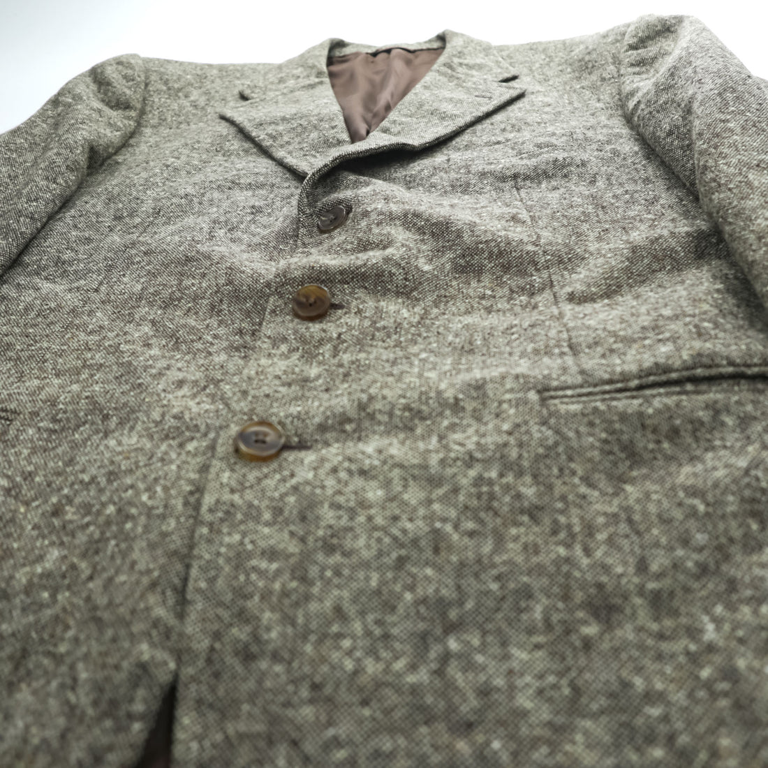 Burberrys Vintage Tweed Wool Blazer Gray Melange 3 Button Made in Italy Size 54 XL