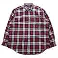 NAUTICA 90年代 USA製 ヴィンテージ 長袖 チェックシャツ XL レッド ネイビー ボタンダウン ワンポイントロゴ