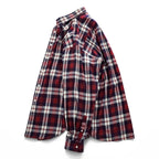 NAUTICA 90年代 USA製 ヴィンテージ 長袖 チェックシャツ XL レッド ネイビー ボタンダウン ワンポイントロゴ