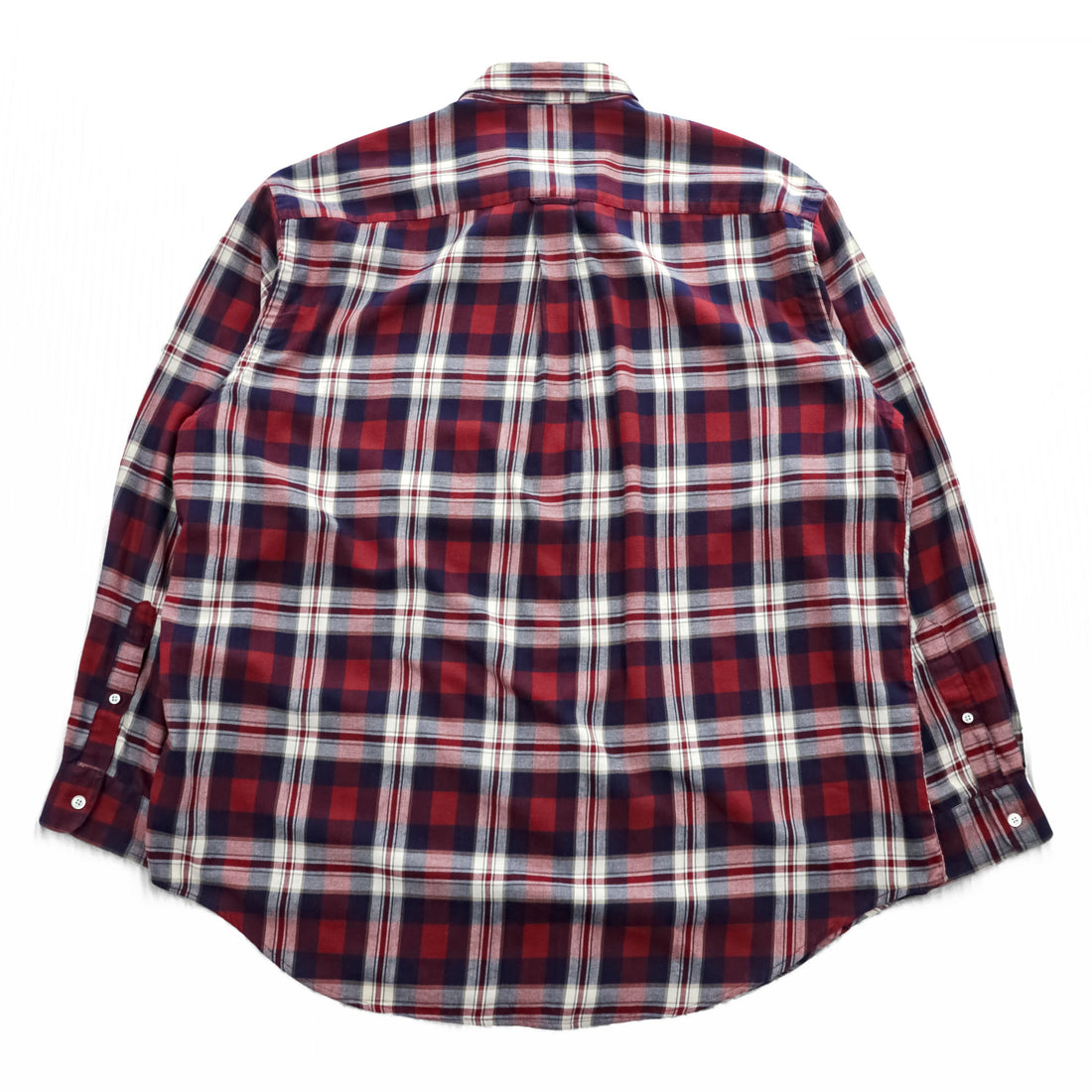 NAUTICA 90年代 USA製 ヴィンテージ 長袖 チェックシャツ XL レッド ネイビー ボタンダウン ワンポイントロゴ