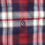 NAUTICA 90年代 USA製 ヴィンテージ 長袖 チェックシャツ XL レッド ネイビー ボタンダウン ワンポイントロゴ