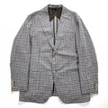 Boggi Milano Vitale Barberis Canonico Wool Silk Linen Blazer Navy Brown Gingham Check Made in Italy Size 54
