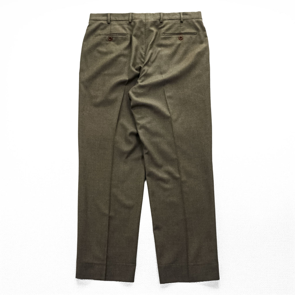 Brooks Brothers 346 ワイド スラックス パンツ L ブラウン ウール センタープレス
