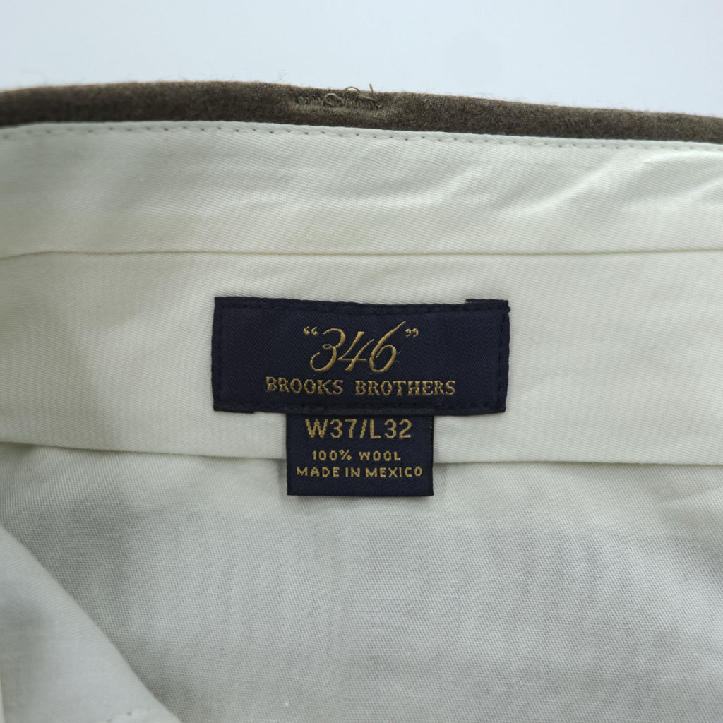 Brooks Brothers 346 ワイド スラックス パンツ L ブラウン ウール センタープレス