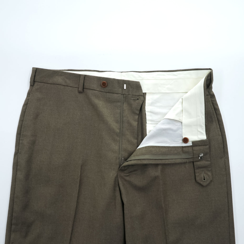Brooks Brothers 346 ワイド スラックス パンツ L ブラウン ウール センタープレス