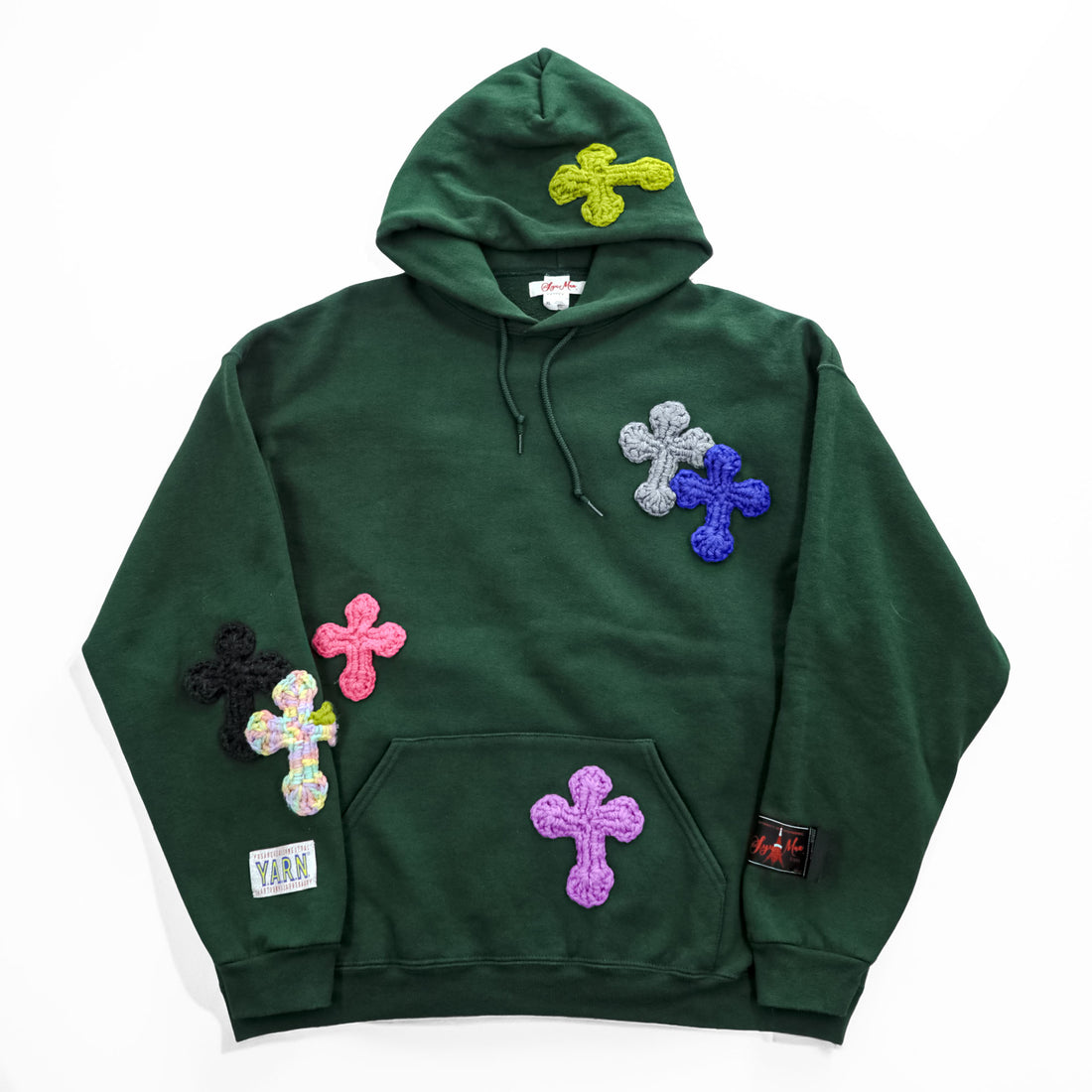 SYUMAN × Y.A.R.N. × GR8 × FRUIT OF THE LOOM Pullover Sweatshirt Hoodie XL Green brushed lining SUPER COTTON