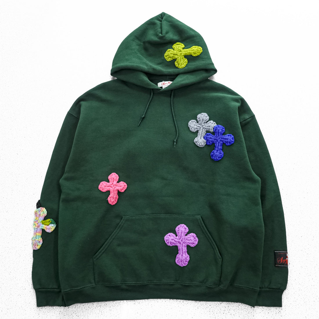 SYUMAN. × Y.A.R.N. × GR8 × FRUIT OF THE LOOM プルオーバー スウェット パーカー XL グリーン 3D cross knit Hoodie クロスニット 裏起毛 SUPER COTTON
