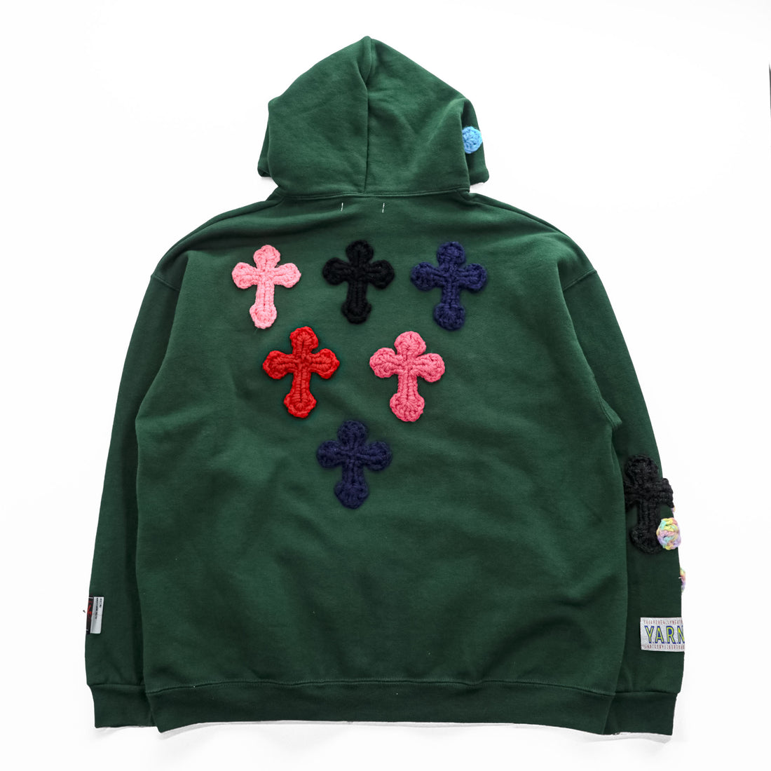 SYUMAN. × Y.A.R.N. × GR8 × FRUIT OF THE LOOM プルオーバー スウェット パーカー XL グリーン 3D cross knit Hoodie クロスニット 裏起毛 SUPER COTTON