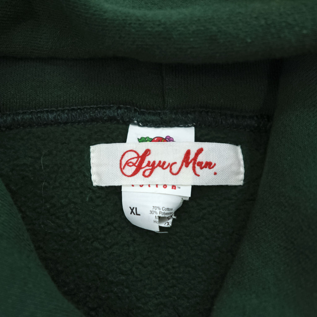 SYUMAN. × Y.A.R.N. × GR8 × FRUIT OF THE LOOM プルオーバー スウェット パーカー XL グリーン 3D cross knit Hoodie クロスニット 裏起毛 SUPER COTTON
