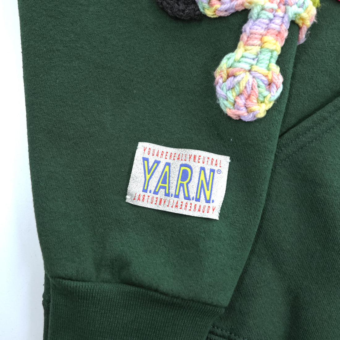 SYUMAN. × Y.A.R.N. × GR8 × FRUIT OF THE LOOM プルオーバー スウェット パーカー XL グリーン 3D cross knit Hoodie クロスニット 裏起毛 SUPER COTTON