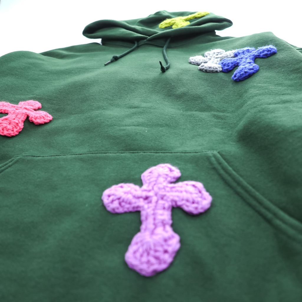 SYUMAN. × Y.A.R.N. × GR8 × FRUIT OF THE LOOM プルオーバー スウェット パーカー XL グリーン 3D cross knit Hoodie クロスニット 裏起毛 SUPER COTTON
