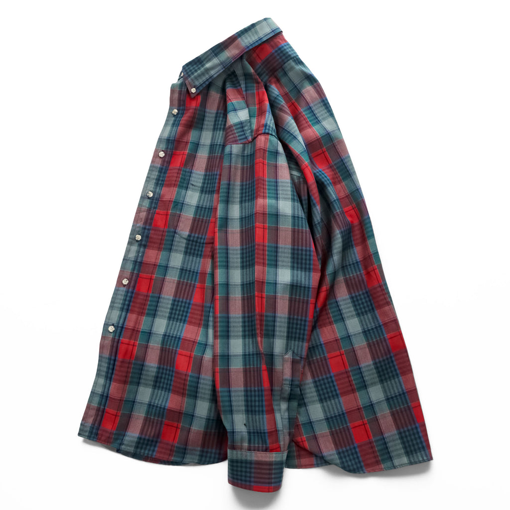 PENDLETON 長袖 チェック ウールシャツ XL レッド グリーン ボタンダウン SIR PURE VIRGIN WOOL USA FABRIC