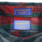 PENDLETON 長袖 チェック ウールシャツ XL レッド グリーン ボタンダウン SIR PURE VIRGIN WOOL USA FABRIC