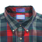 PENDLETON 長袖 チェック ウールシャツ XL レッド グリーン ボタンダウン SIR PURE VIRGIN WOOL USA FABRIC