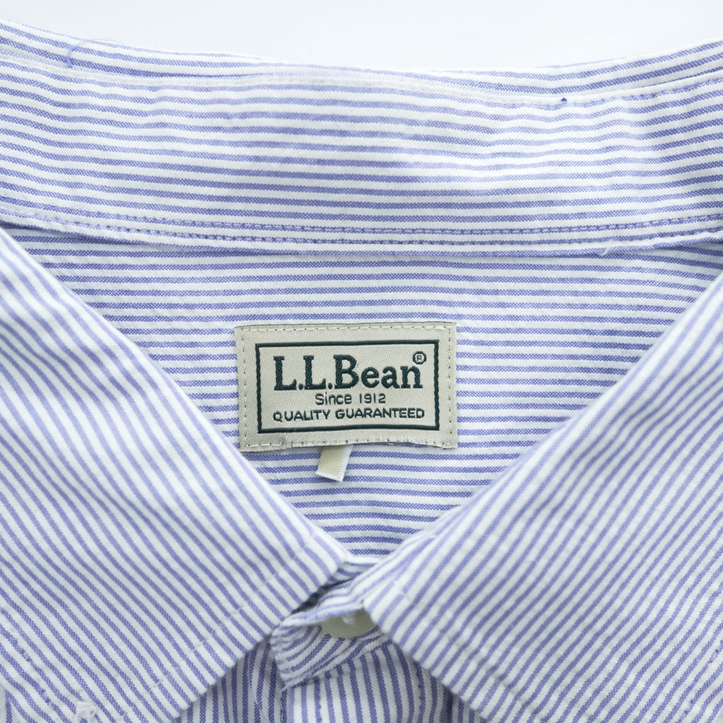 L.L.Bean シアサッカー シャツ 長袖 ストライプシャツ XL ブルー ホワイト ボタンダウン 胸ポケット