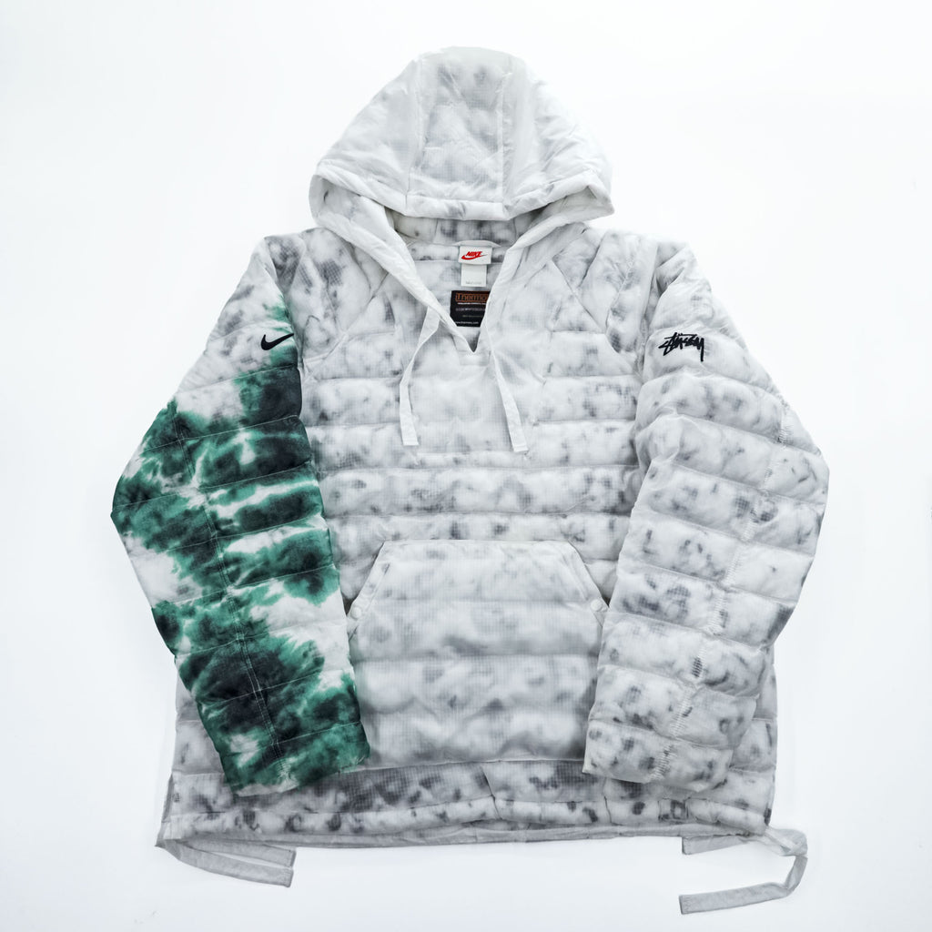 STUSSY × NIKE  Insulated Jacket L White, Green Drawstring Thermore ECODOWN FIBERS MARBLE HO200610MXP