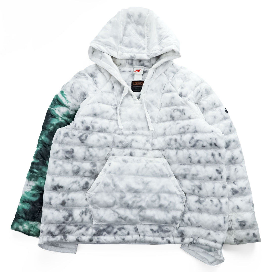 STUSSY × NIKE  Insulated Jacket L White, Green Drawstring Thermore ECODOWN FIBERS MARBLE HO200610MXP