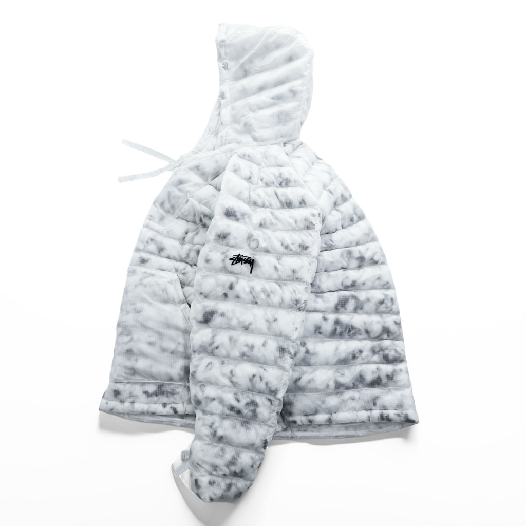 STUSSY × NIKE  Insulated Jacket L White, Green Drawstring Thermore ECODOWN FIBERS MARBLE HO200610MXP