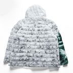 STUSSY × NIKE  Insulated Jacket L White, Green Drawstring Thermore ECODOWN FIBERS MARBLE HO200610MXP