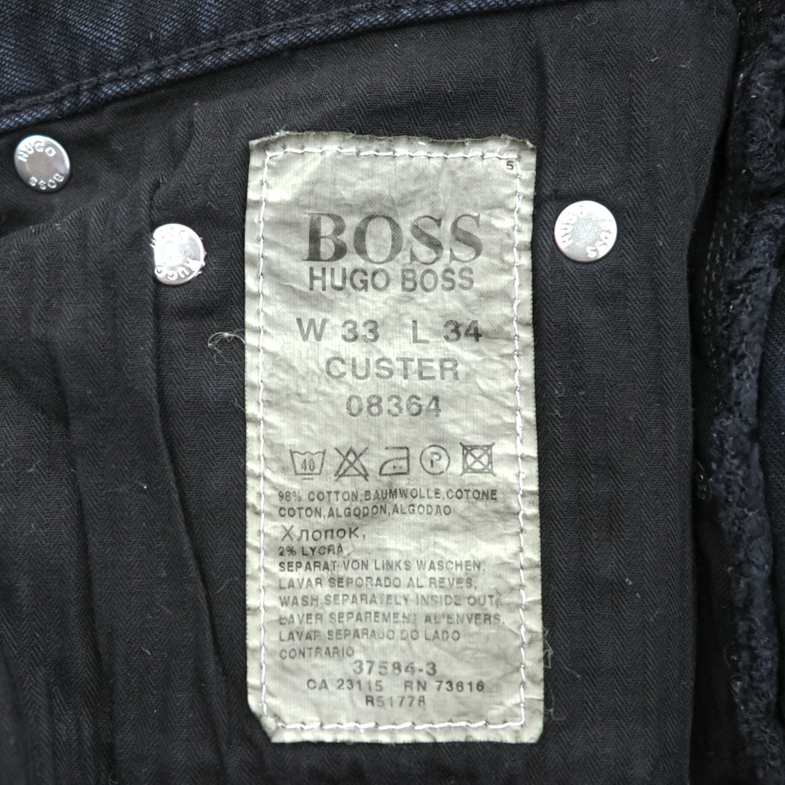 HUGO BOSS Denim Pants Jeans L Black Stretch CUSTER 08364