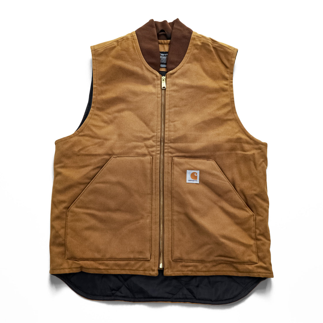 Carhartt V01-BRN Duck Vest Brown Arctic Quilt Lined Work Vest Relaxed Fit Size M Made in Mexico