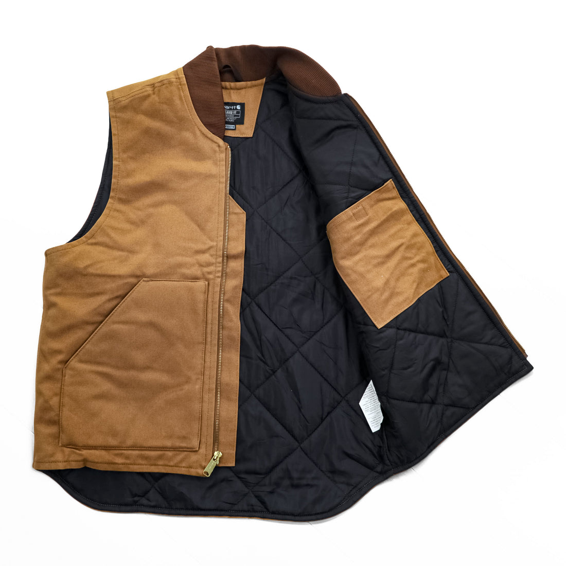 carhartt ダック ワークベスト 中綿 アークティックキルトライニング M ブラウン RELAXED FIT 0V0001