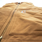 carhartt ダック ワークベスト 中綿 アークティックキルトライニング M ブラウン RELAXED FIT 0V0001