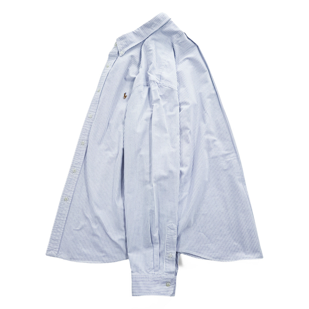 Ralph Lauren オックスフォード CLASSIC FIT 長袖シャツ XL ブルー ホワイト ストライプ  ボタンダウン スモールポニー ロゴ 刺繍