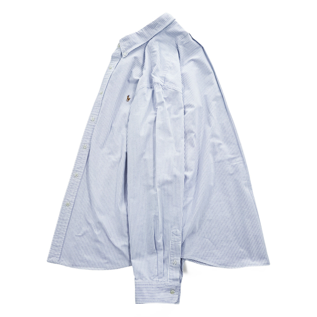 Ralph Lauren オックスフォード CLASSIC FIT 長袖シャツ XL ブルー ホワイト ストライプ  ボタンダウン スモールポニー ロゴ 刺繍