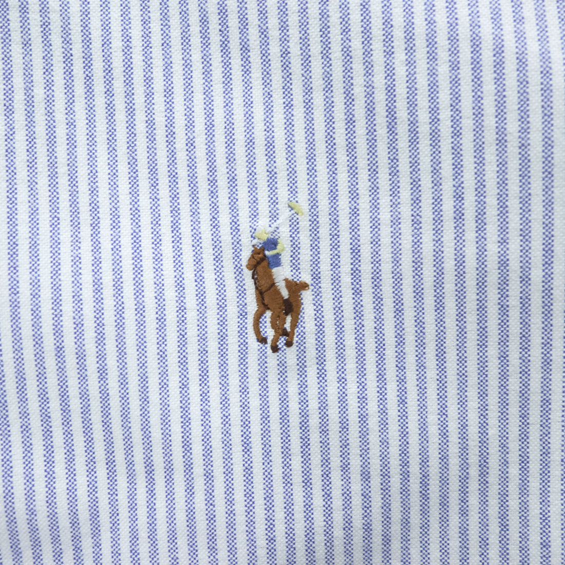 Ralph Lauren オックスフォード CLASSIC FIT 長袖シャツ XL ブルー ホワイト ストライプ  ボタンダウン スモールポニー ロゴ 刺繍