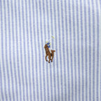 Ralph Lauren オックスフォード CLASSIC FIT 長袖シャツ XL ブルー ホワイト ストライプ  ボタンダウン スモールポニー ロゴ 刺繍