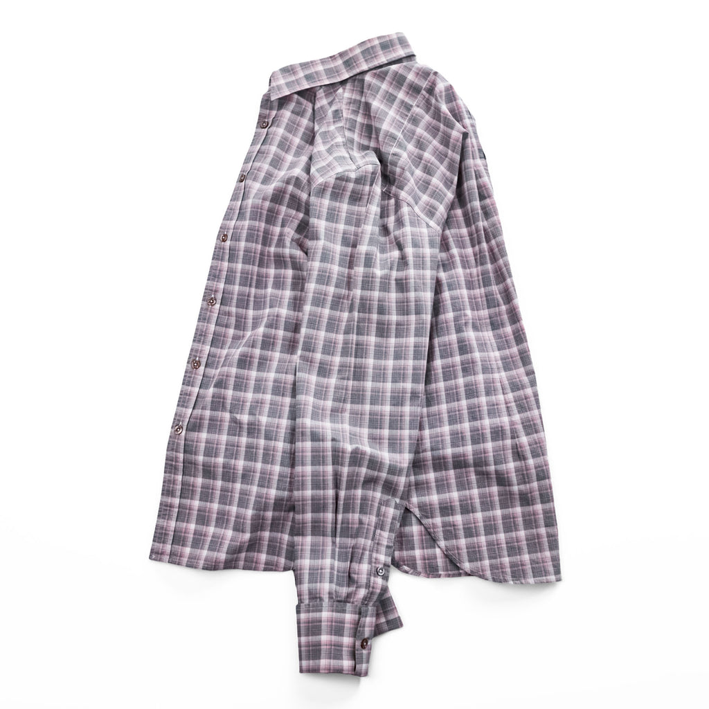 PS Paul Smith 長袖 チェックシャツ L ピンク グレー 切替 袖 花柄 コットン ポルトガル製