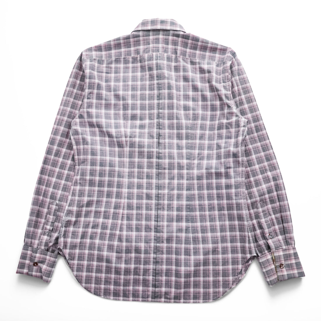 PS Paul Smith 長袖 チェックシャツ L ピンク グレー 切替 袖 花柄 コットン ポルトガル製