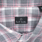 PS Paul Smith 長袖 チェックシャツ L ピンク グレー 切替 袖 花柄 コットン ポルトガル製