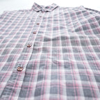 PS Paul Smith 長袖 チェックシャツ L ピンク グレー 切替 袖 花柄 コットン ポルトガル製