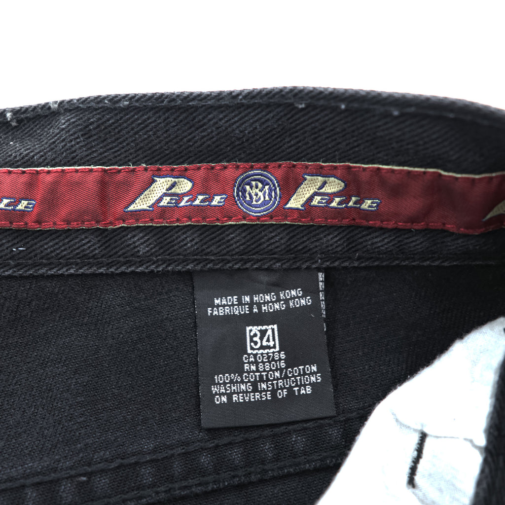 pelle pelle marc buchanan 90s Vintage Denim Pants Jeans L Black Wide Tapered Baggy