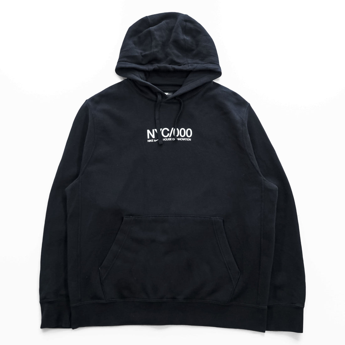 NIKE Pullover Hoodie, Size L, Black, Back Print, HOUSE OF INNOVATION HOODIE NYC/000