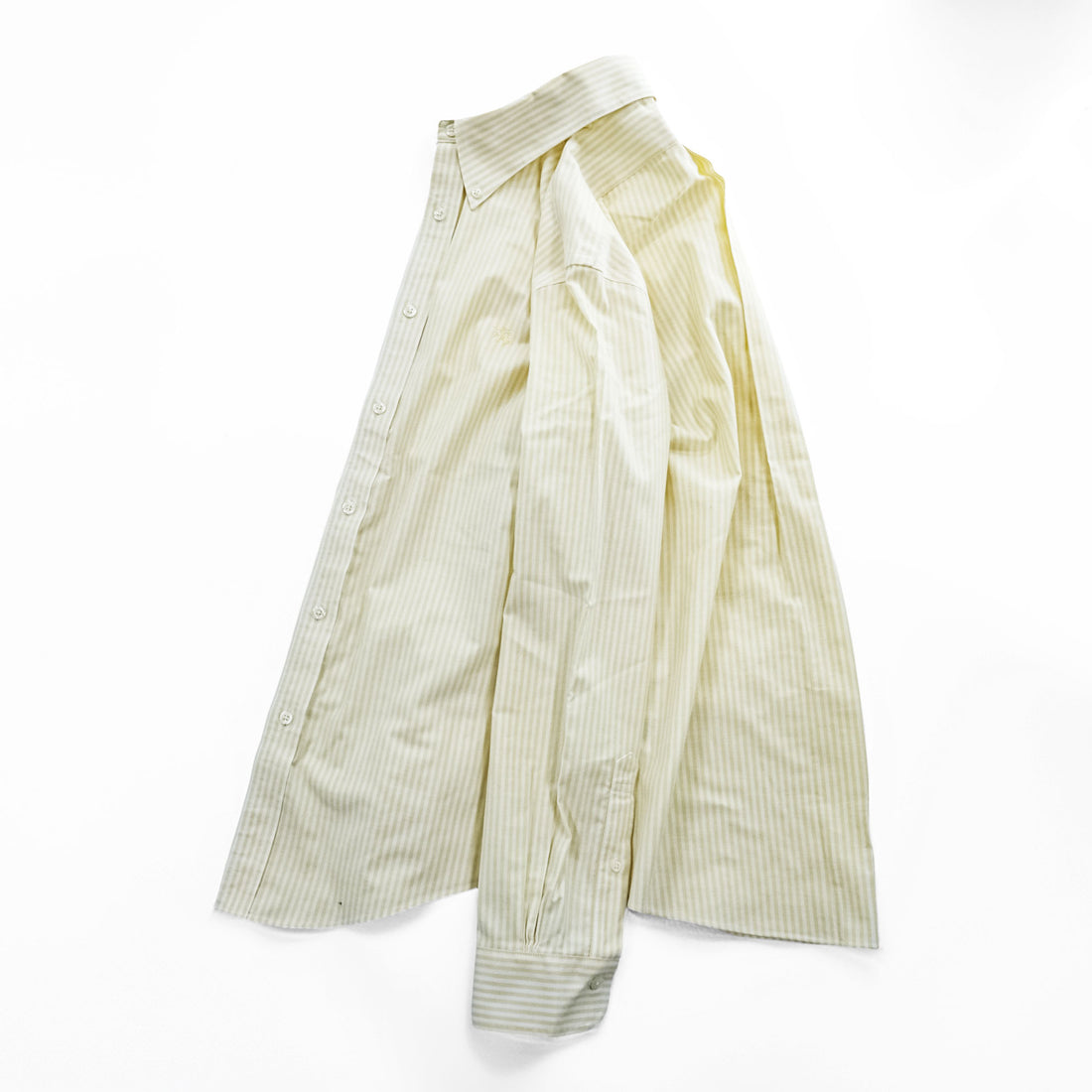 Brooks Brothers 長袖 ストライプ ボタンダウンシャツ M イエロー ワンポイントロゴ REGENT FIT ノンアイロン ストレッチ