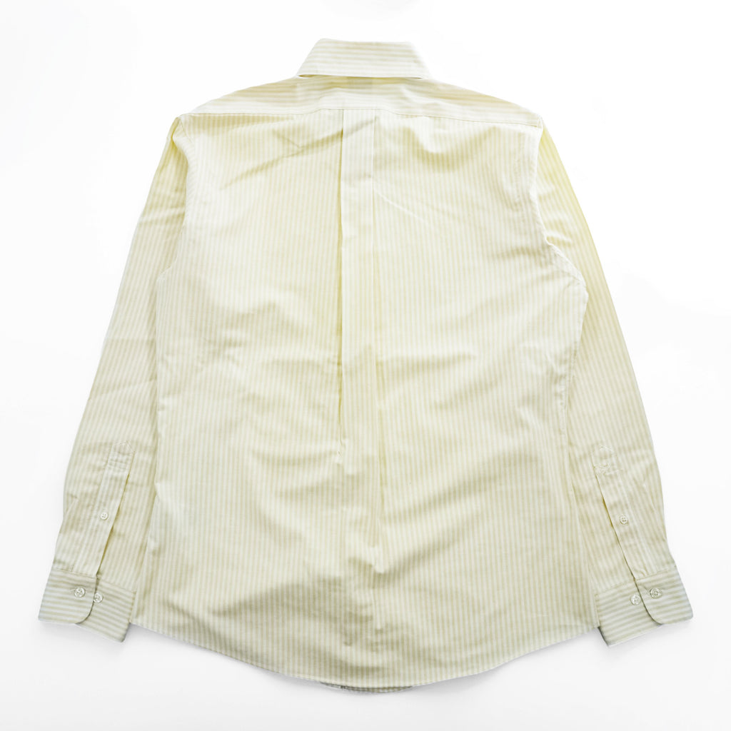 Brooks Brothers 長袖 ストライプ ボタンダウンシャツ M イエロー ワンポイントロゴ REGENT FIT ノンアイロン ストレッチ